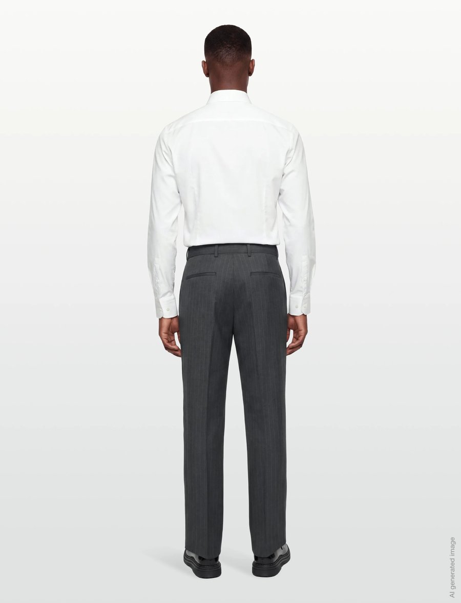 Calvin Klein - STRAIGHT WOOL PINSTRIPE BELTED T - pantalons décontractés - charcoal heather - 4