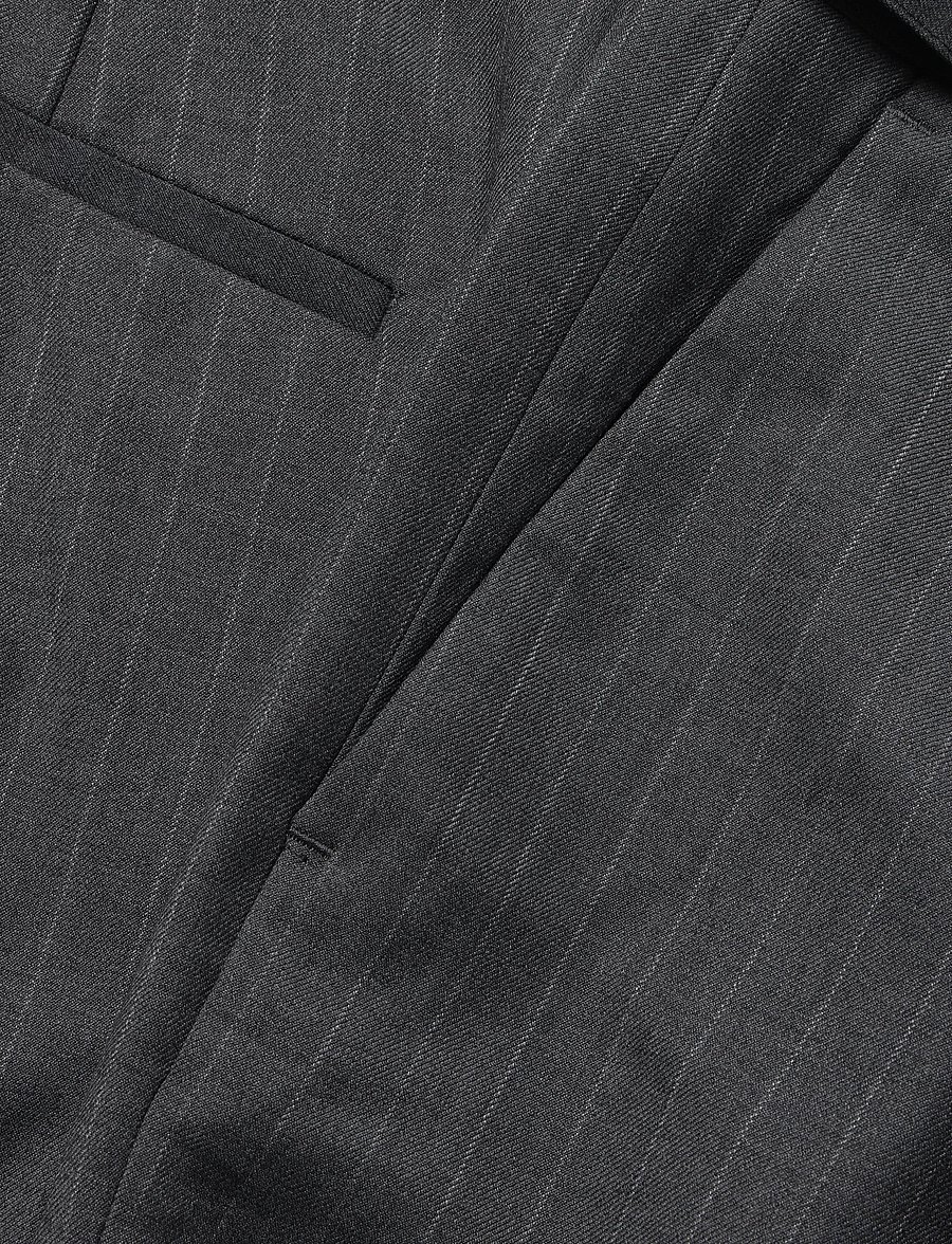Calvin Klein - STRAIGHT WOOL PINSTRIPE BELTED T - pantalons décontractés - charcoal heather - 5