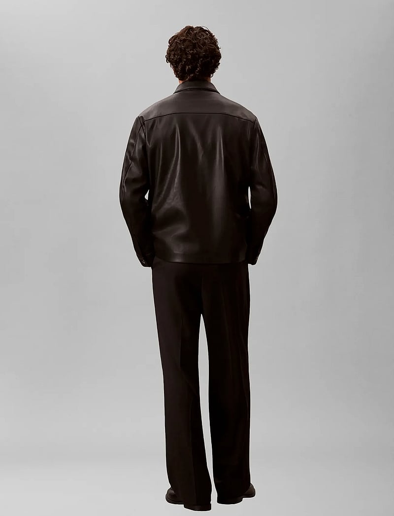 Calvin Klein - WIDE LEG TRAVEL TWILL WOOL TROUS - vabaaja püksid - black - 2