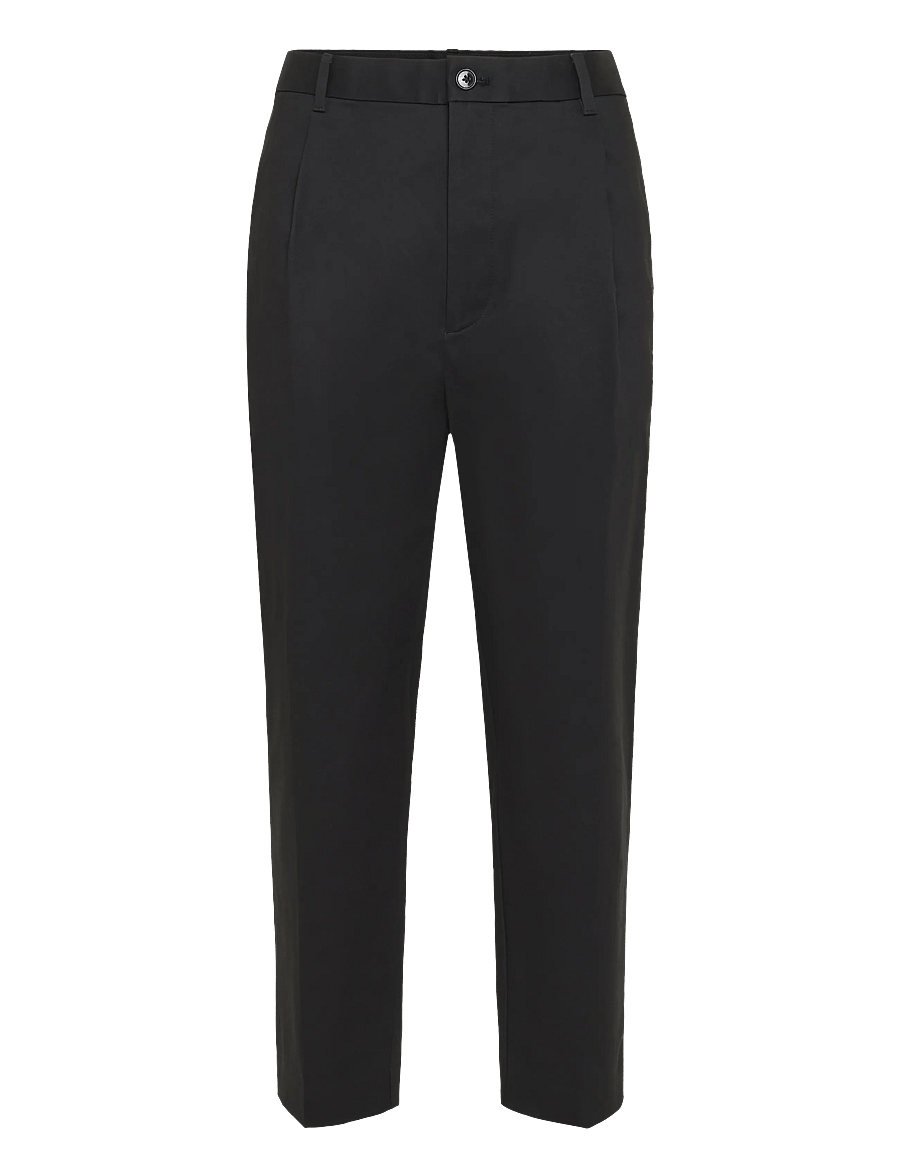 Calvin Klein - TAPERED PLTD SATEEN CHINO TROUSE - black - 0