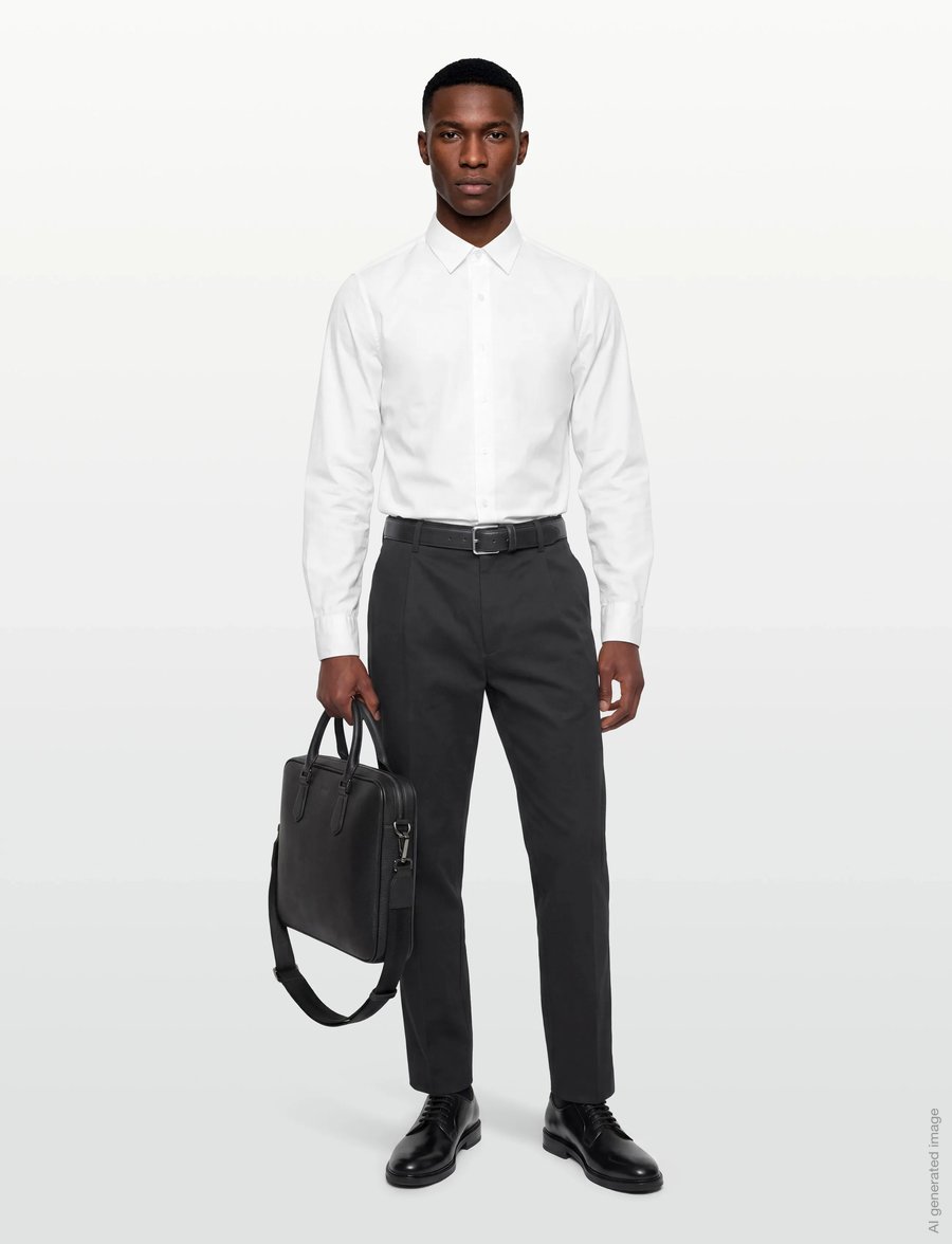Calvin Klein - TAPERED PLTD SATEEN CHINO TROUSE - casual bukser - black - 0