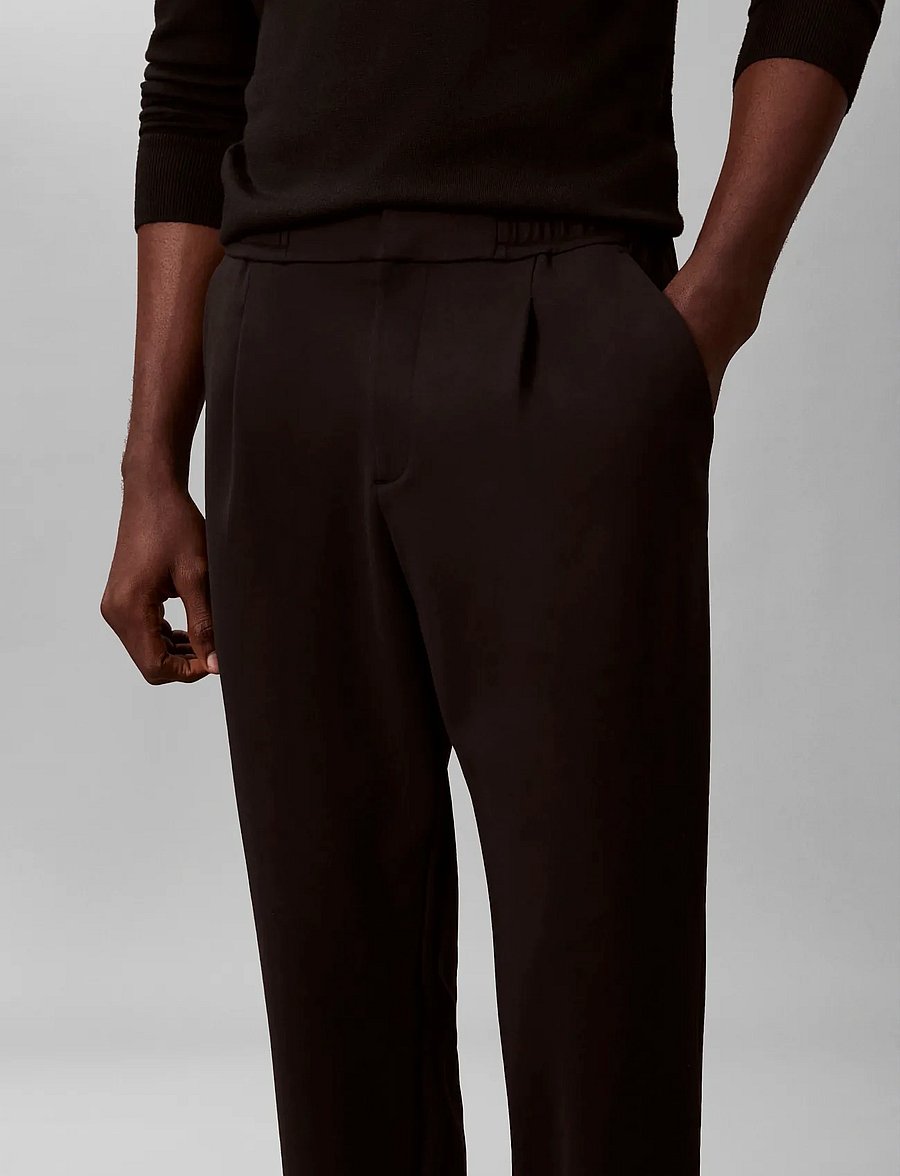 Calvin Klein - SLIM TAPERED KNIT PLEATED PANT - kostymbyxor - black - 4