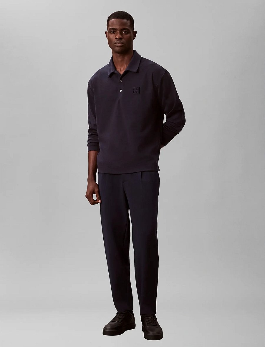 Calvin Klein - SLIM TAPERED KNIT PLEATED PANT - kostiuminės kelnės - dark sapphire - 0