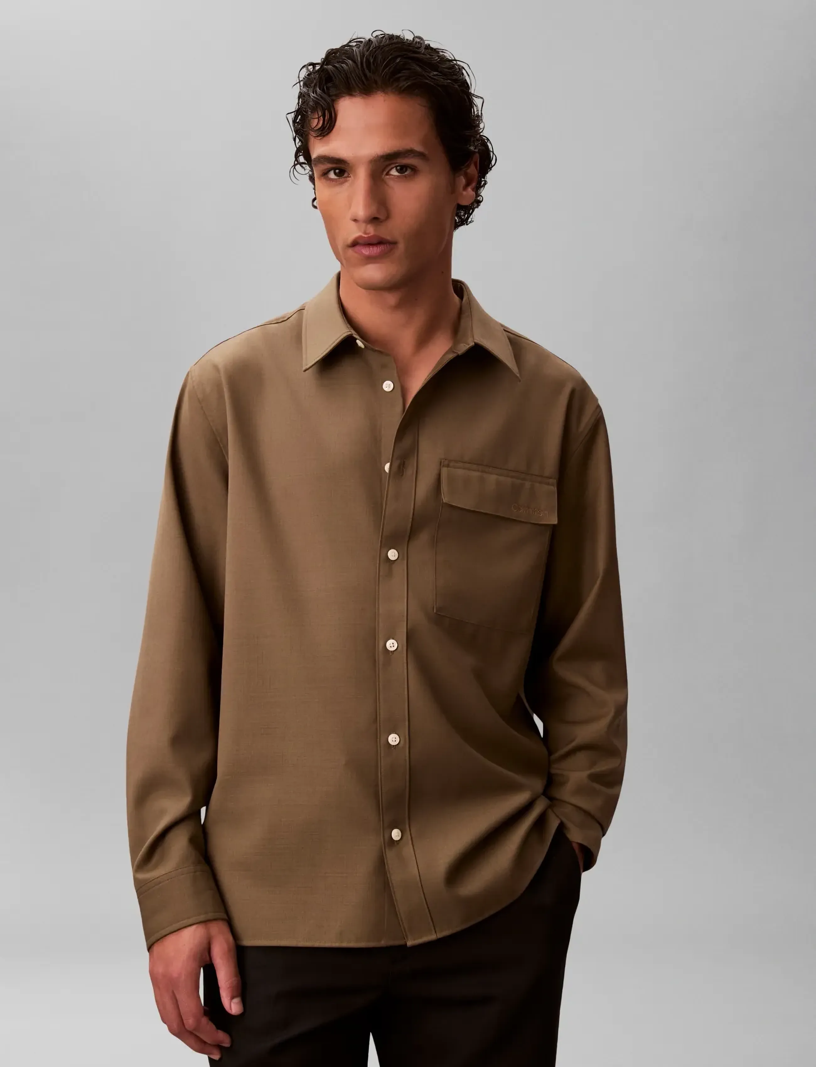 Calvin Klein - LS TRAVEL TWILL EASY SHIRT - casual skjorter - capers - 3