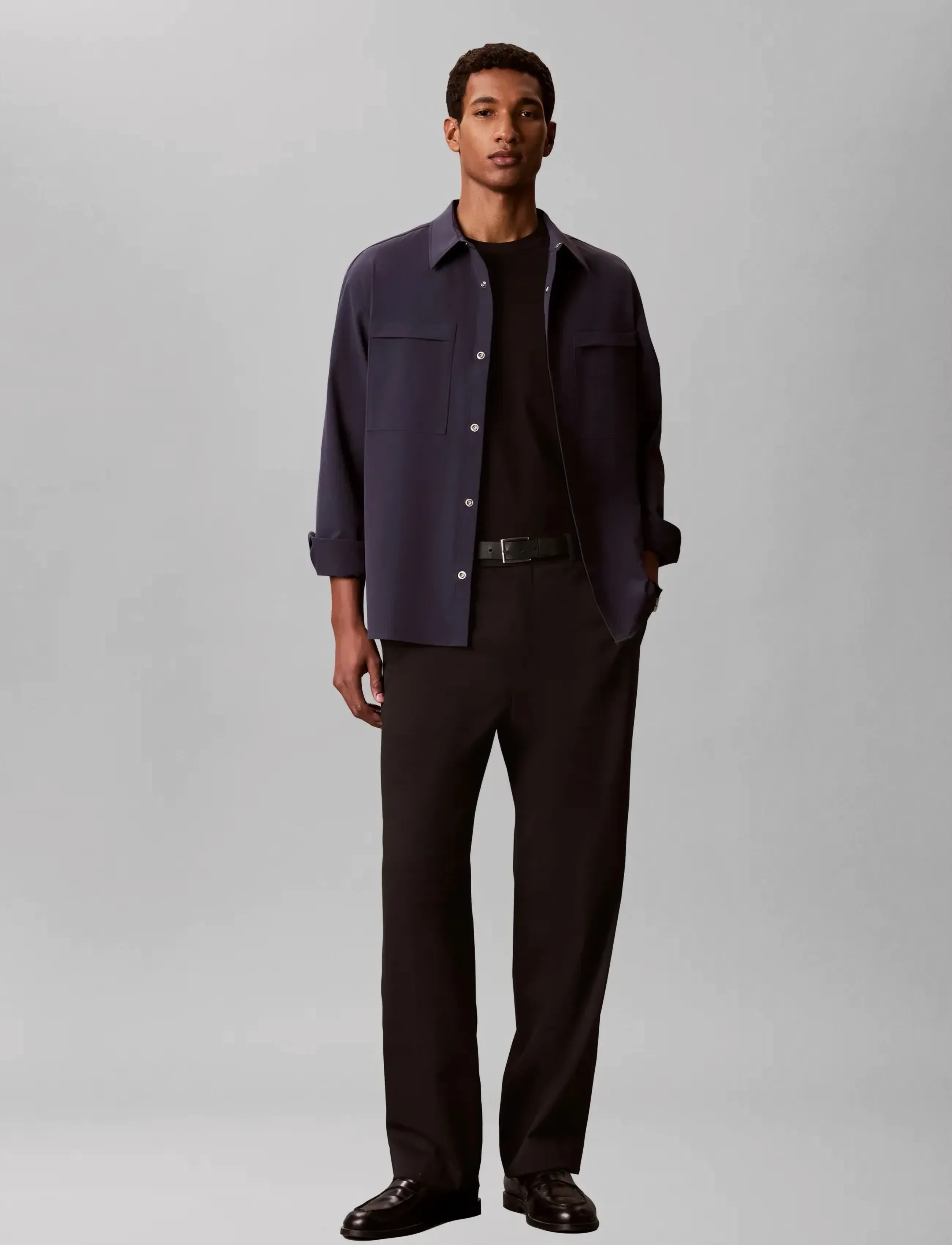 Calvin Klein LS TECH KNIT DOBBY RELAXED OVERS - Kleidung - BLUE NIGHTS / navy