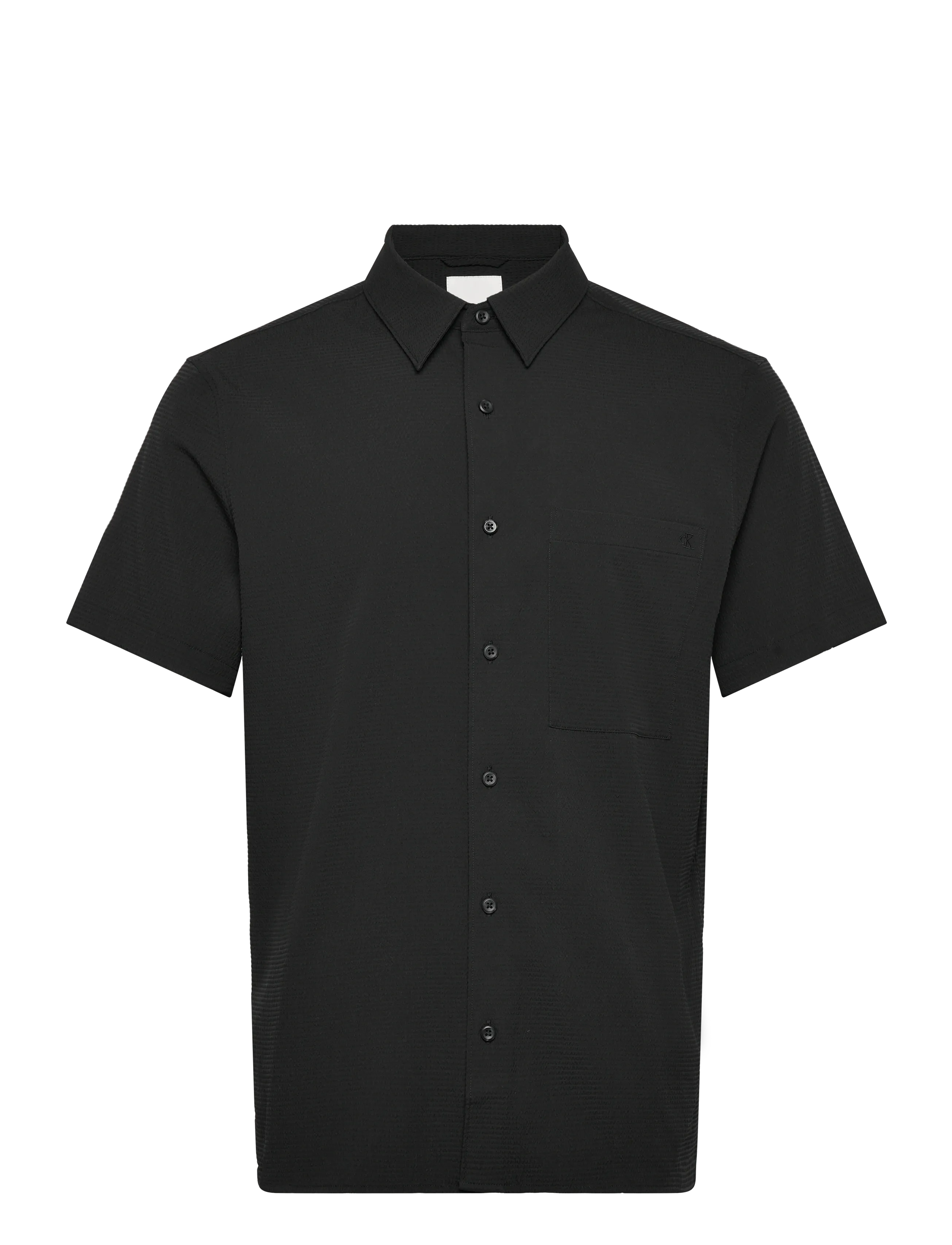 Calvin Klein SS SOLID SEERSUCKER CLASSIC SHIR - Calvin Klein - BLACK / black