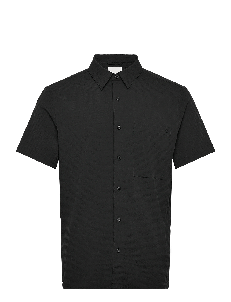 Calvin Klein - SS SOLID SEERSUCKER CLASSIC SHIR - short-sleeved shirts - black - 1