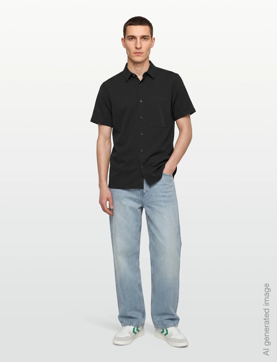 Calvin Klein - SS SOLID SEERSUCKER CLASSIC SHIR - short-sleeved shirts - black - 0