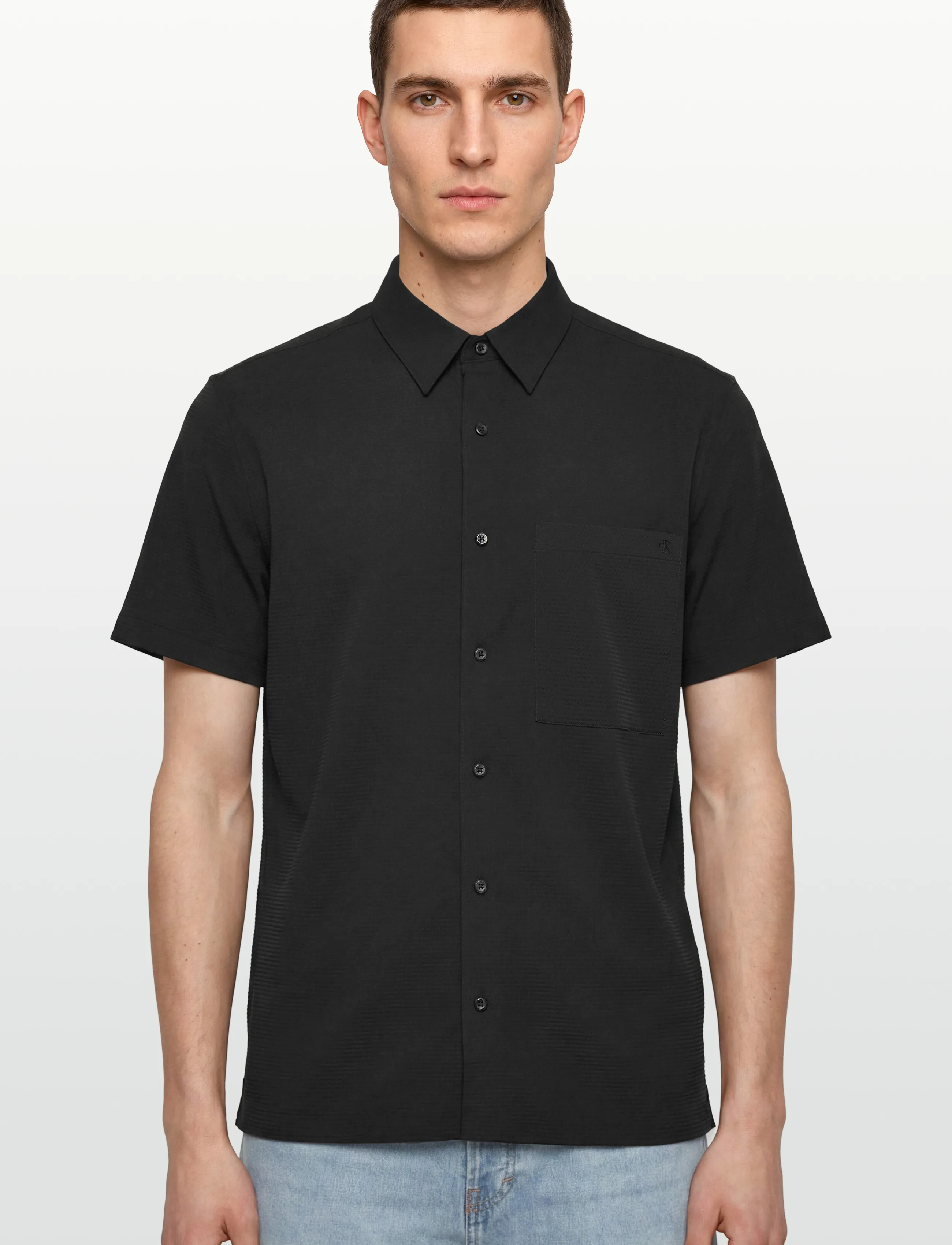 Calvin Klein - SS SOLID SEERSUCKER CLASSIC SHIR - kortærmede skjorter - black - 3