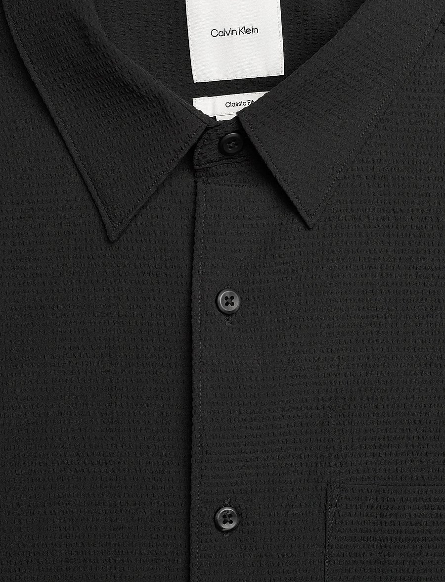 Calvin Klein - SS SOLID SEERSUCKER CLASSIC SHIR - short-sleeved shirts - black - 5