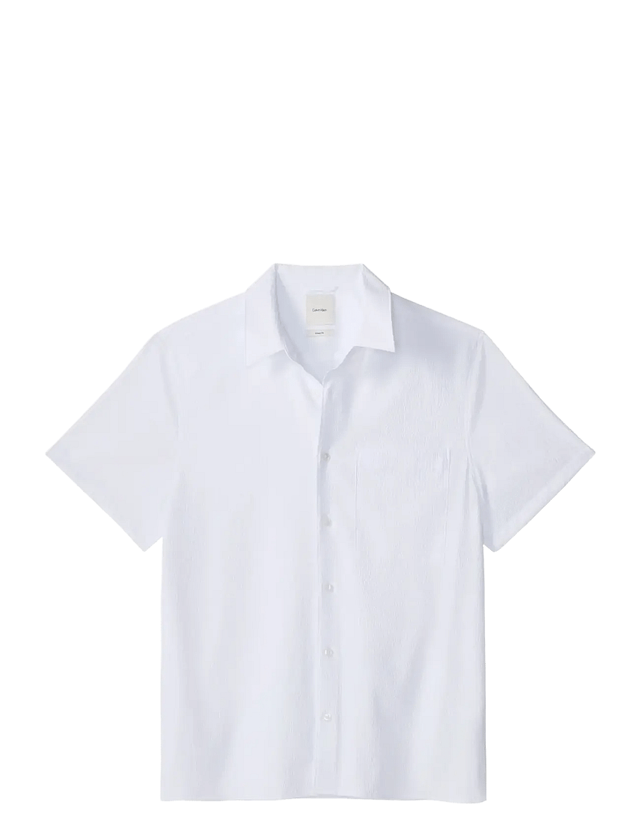 Calvin Klein - SS SOLID SEERSUCKER CLASSIC SHIR - kortärmade skjortor - brilliant white - 1