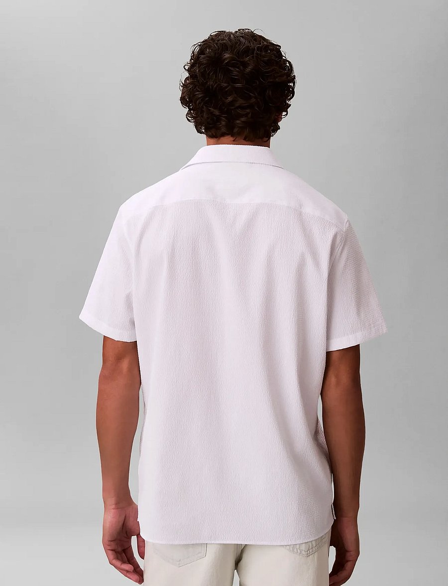 Calvin Klein - SS SOLID SEERSUCKER CLASSIC SHIR - kortärmade skjortor - brilliant white - 2