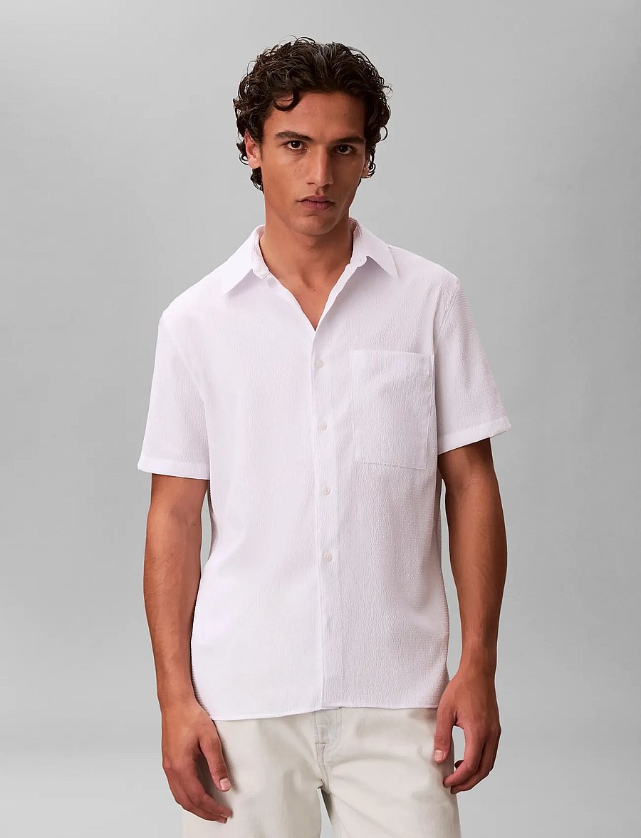 Calvin Klein - SS SOLID SEERSUCKER CLASSIC SHIR - kortärmade skjortor - brilliant white - 3