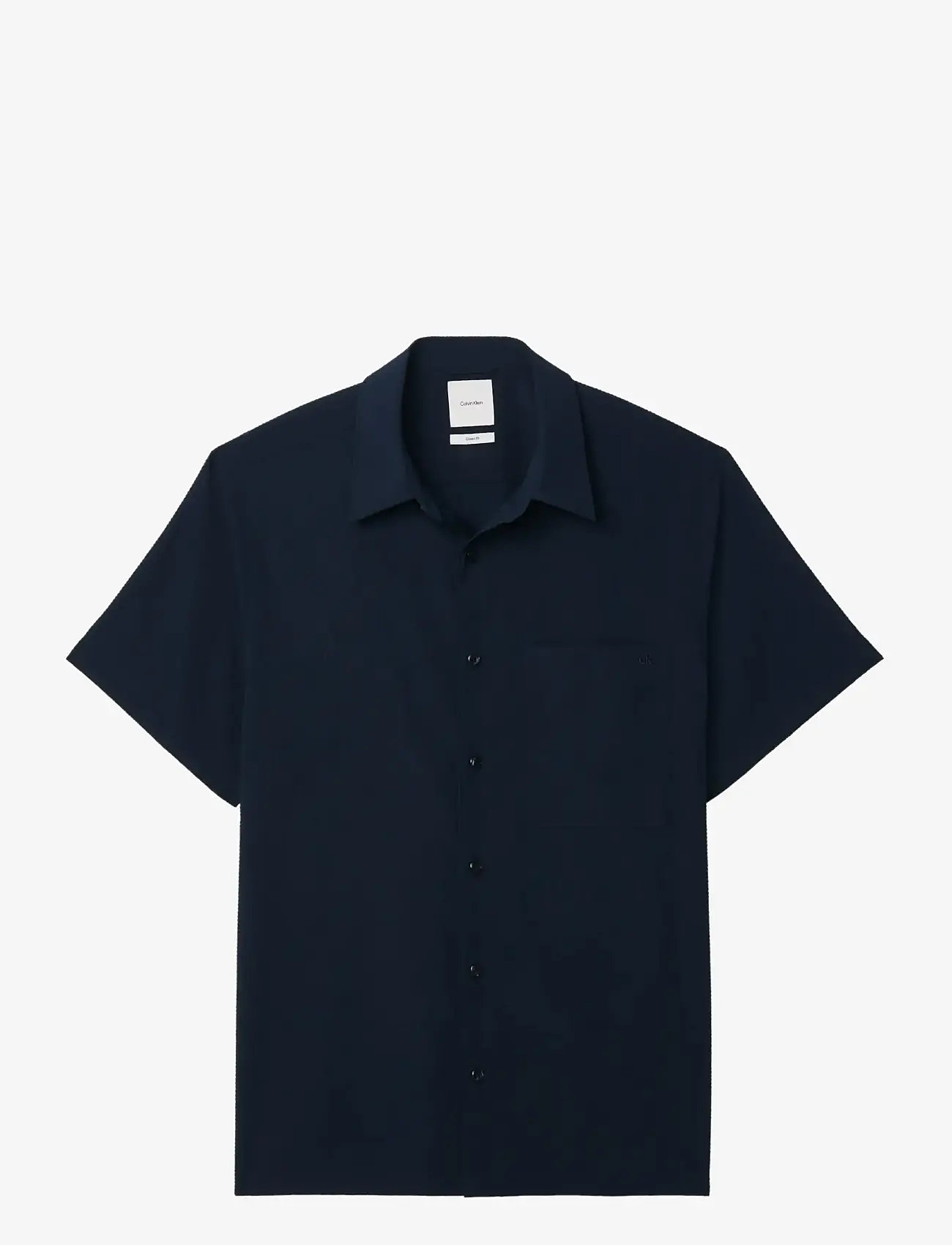 Calvin Klein - SS SOLID SEERSUCKER CLASSIC SHIR - kurzarmhemden - dark sapphire - 1