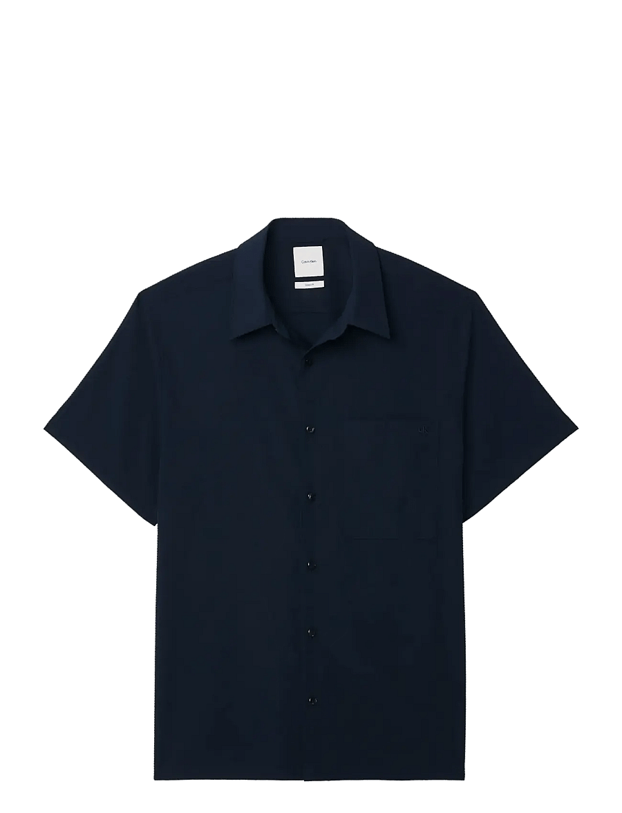 Calvin Klein - SS SOLID SEERSUCKER CLASSIC SHIR - kurzarmhemden - dark sapphire - 1