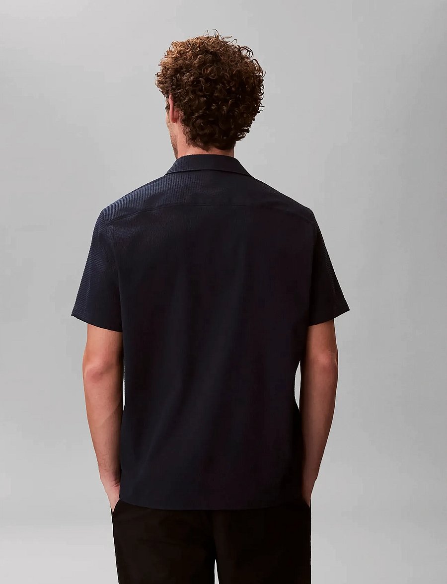 Calvin Klein - SS SOLID SEERSUCKER CLASSIC SHIR - kurzarmhemden - dark sapphire - 2