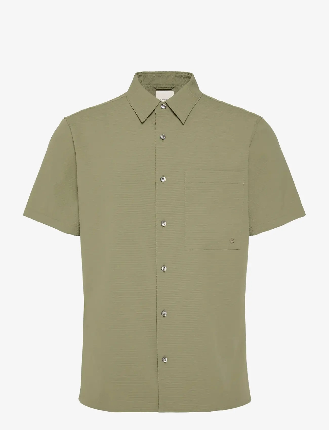 Calvin Klein - SS SOLID SEERSUCKER CLASSIC SHIR - kortærmede skjorter - deep lichen green - 1