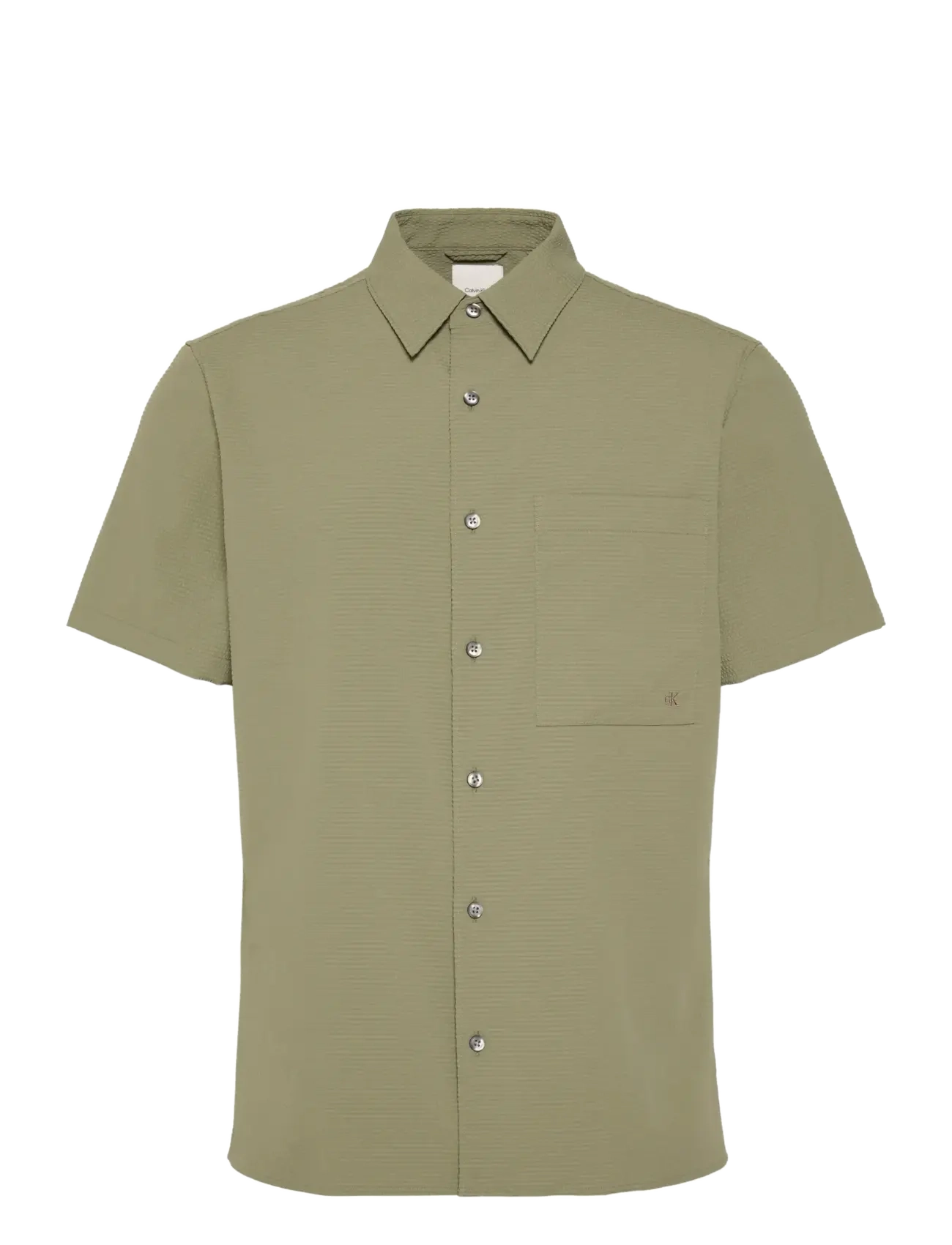 Calvin Klein SS SOLID SEERSUCKER CLASSIC SHIR - Calvin Klein - DEEP LICHEN GREEN / khaki/green