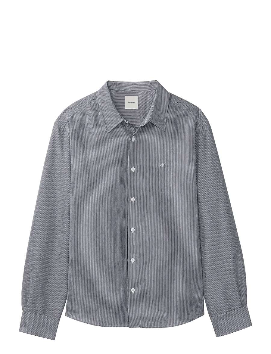 Calvin Klein - LS YD STRIPE SEERSUCKER CLASSIC - casual skjorter - brilliant white - 1