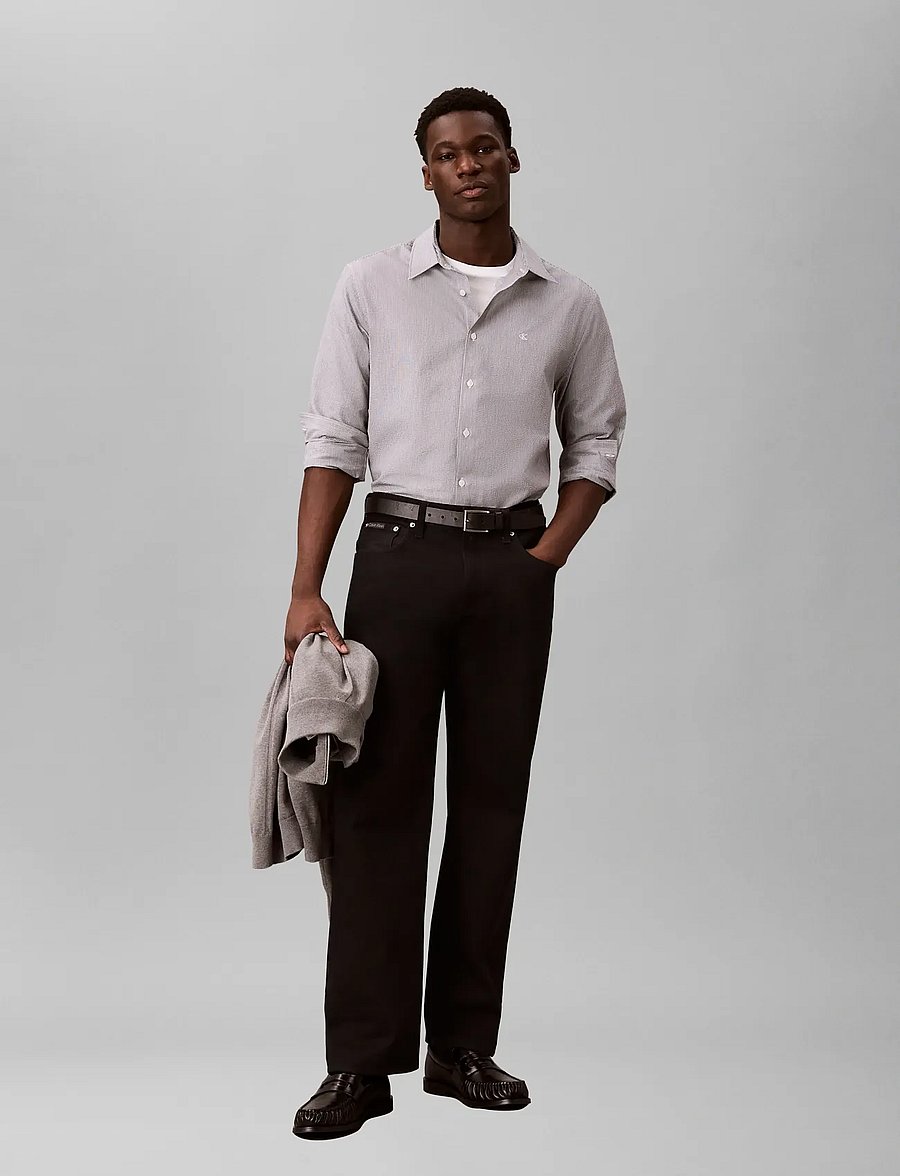 Calvin Klein - LS YD STRIPE SEERSUCKER CLASSIC - casual skjorter - brilliant white - 0