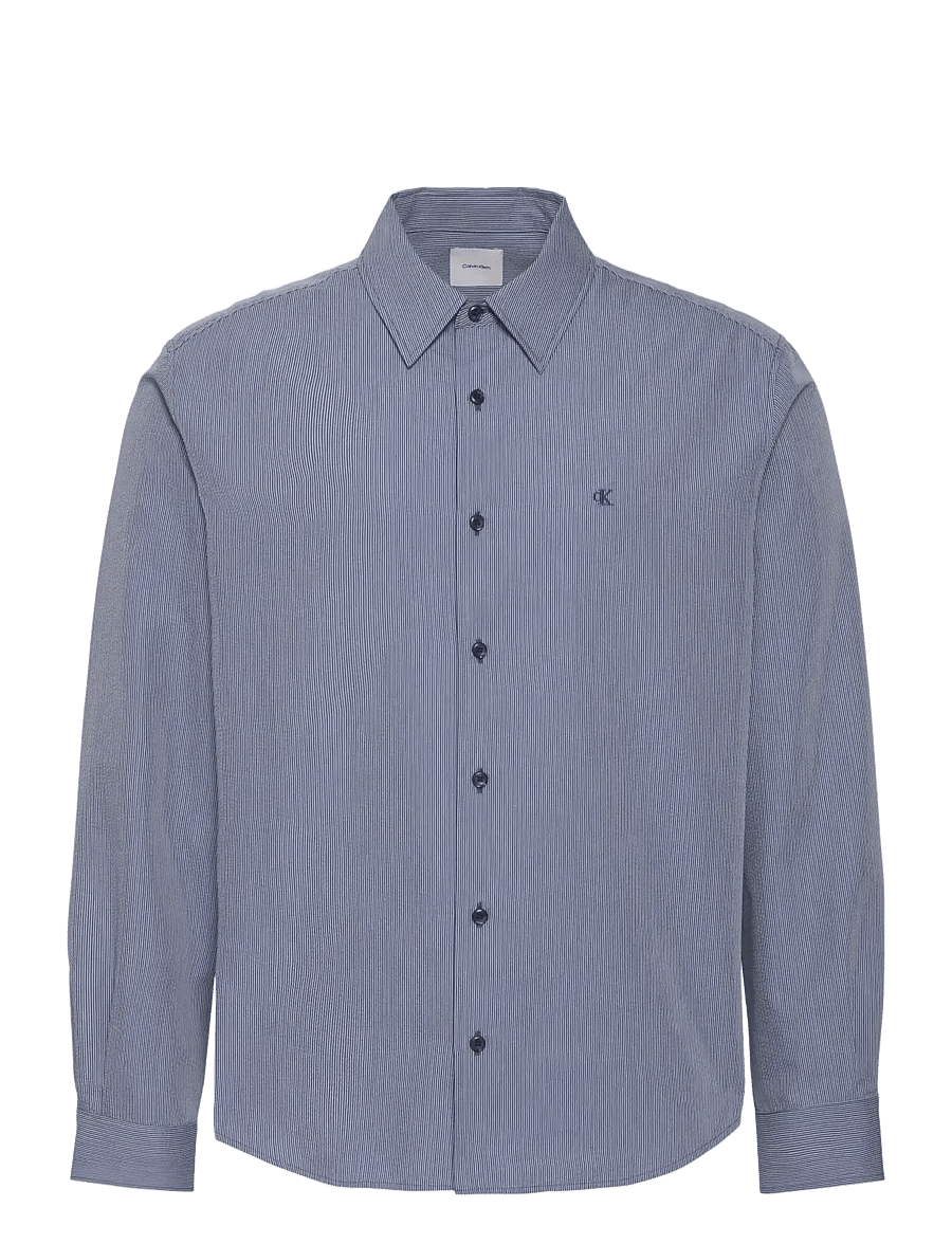 Calvin Klein - LS YD STRIPE SEERSUCKER CLASSIC - freizeithemden - dark denim - 1