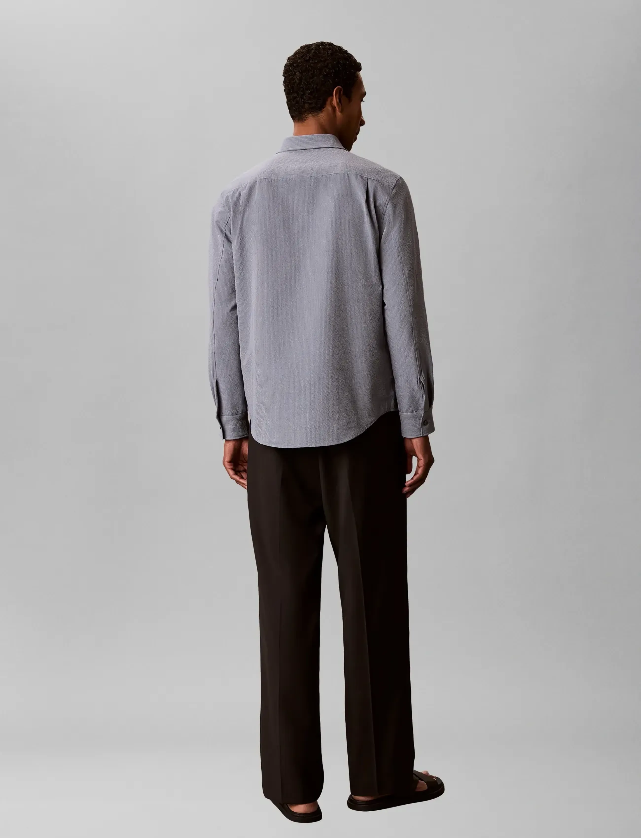 Calvin Klein - LS YD STRIPE SEERSUCKER CLASSIC - casual skjortor - dark denim - 2