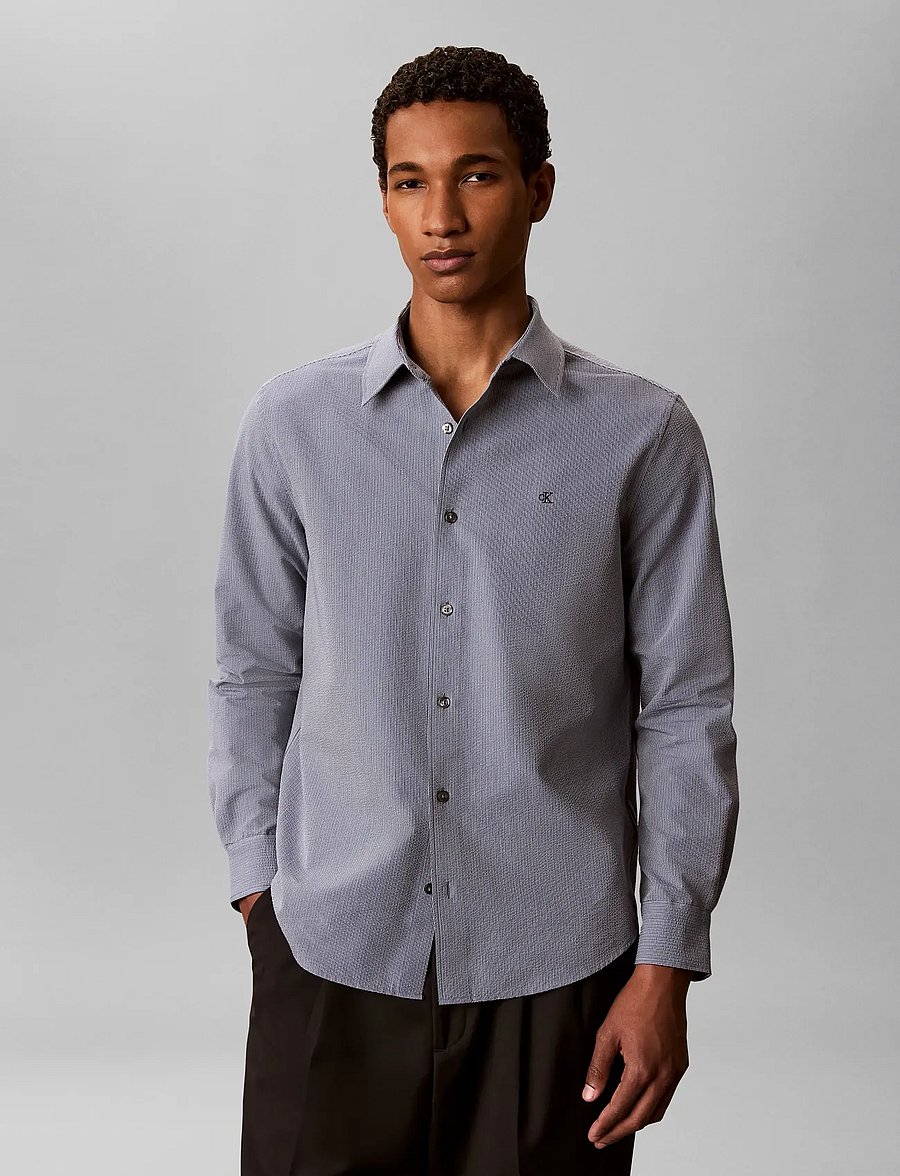Calvin Klein - LS YD STRIPE SEERSUCKER CLASSIC - freizeithemden - dark denim - 3