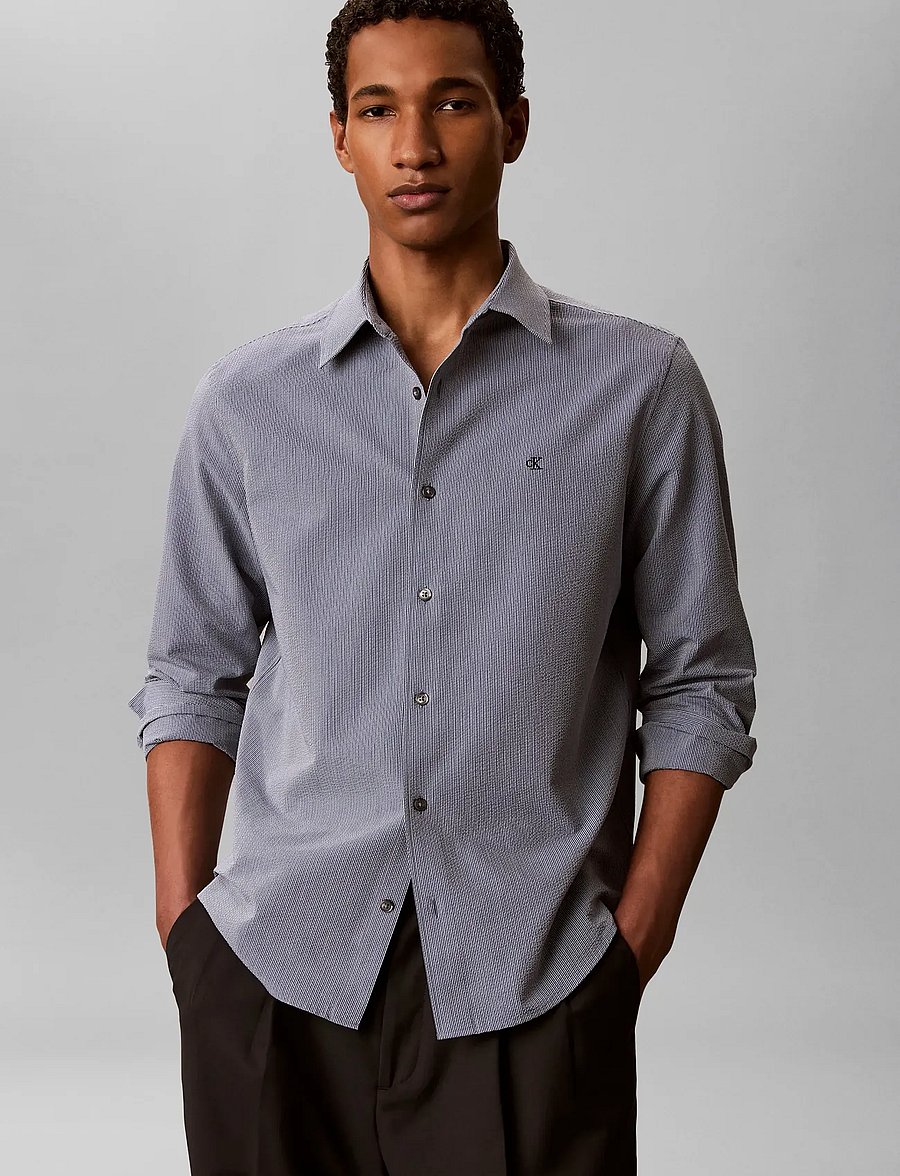Calvin Klein - LS YD STRIPE SEERSUCKER CLASSIC - freizeithemden - dark denim - 4