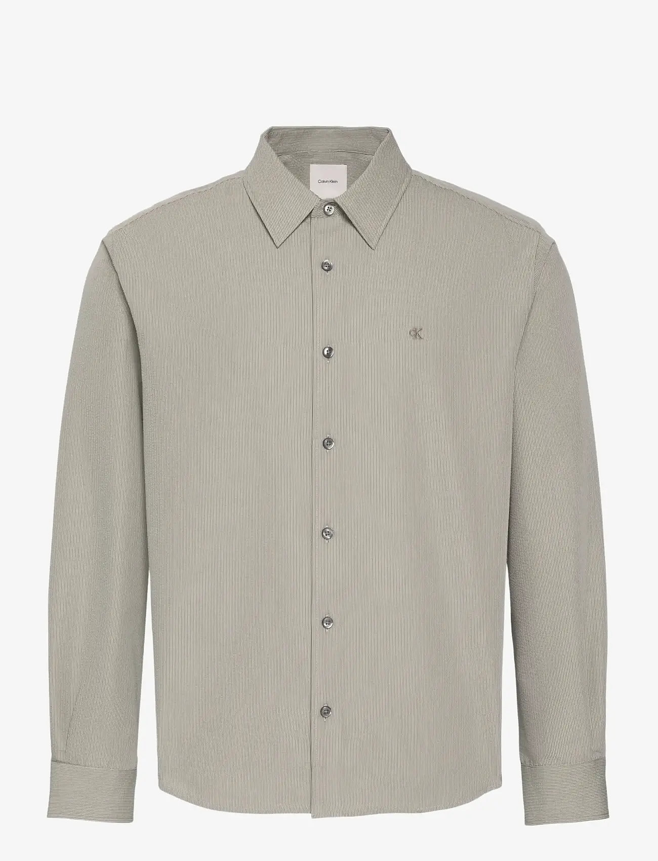 Calvin Klein - LS YD STRIPE SEERSUCKER CLASSIC - vabaajasärgid - deep lichen green - 1