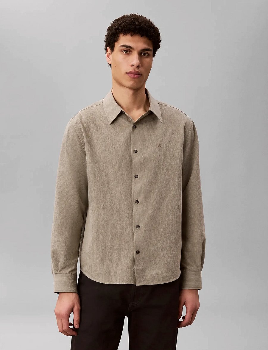 Calvin Klein - LS YD STRIPE SEERSUCKER CLASSIC - casual shirts - deep lichen green - 3