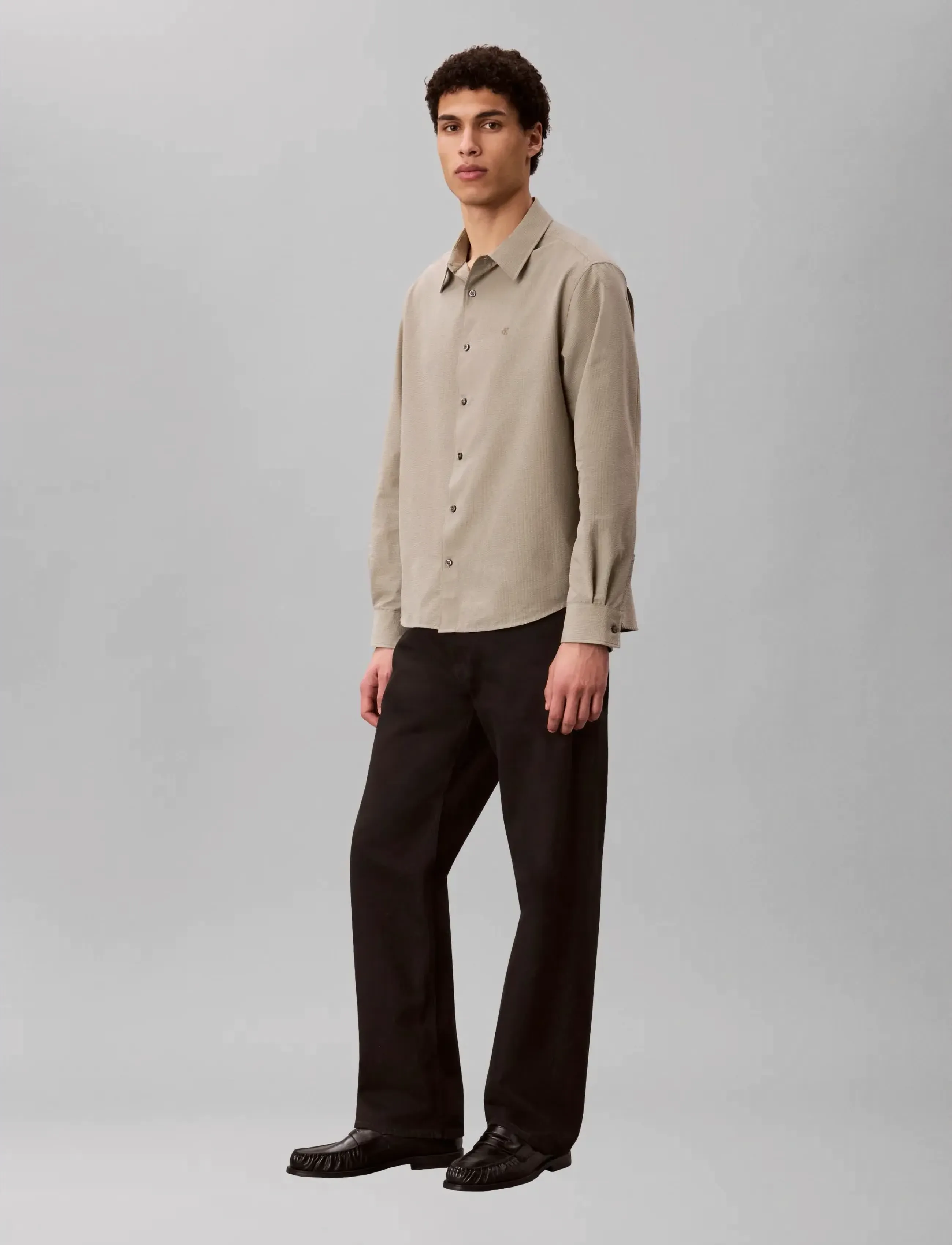 Calvin Klein - LS YD STRIPE SEERSUCKER CLASSIC - casual hemden - deep lichen green - 4