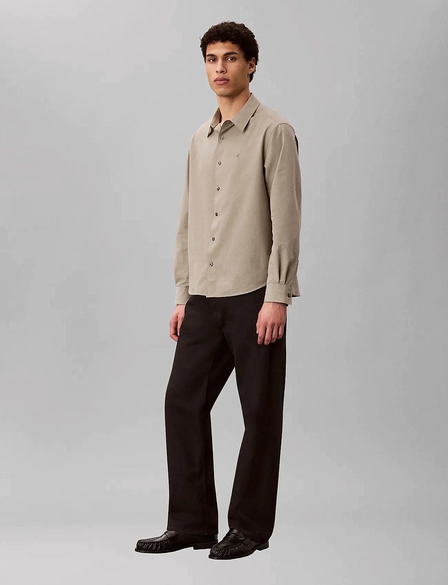 Calvin Klein - LS YD STRIPE SEERSUCKER CLASSIC - casual shirts - deep lichen green - 4