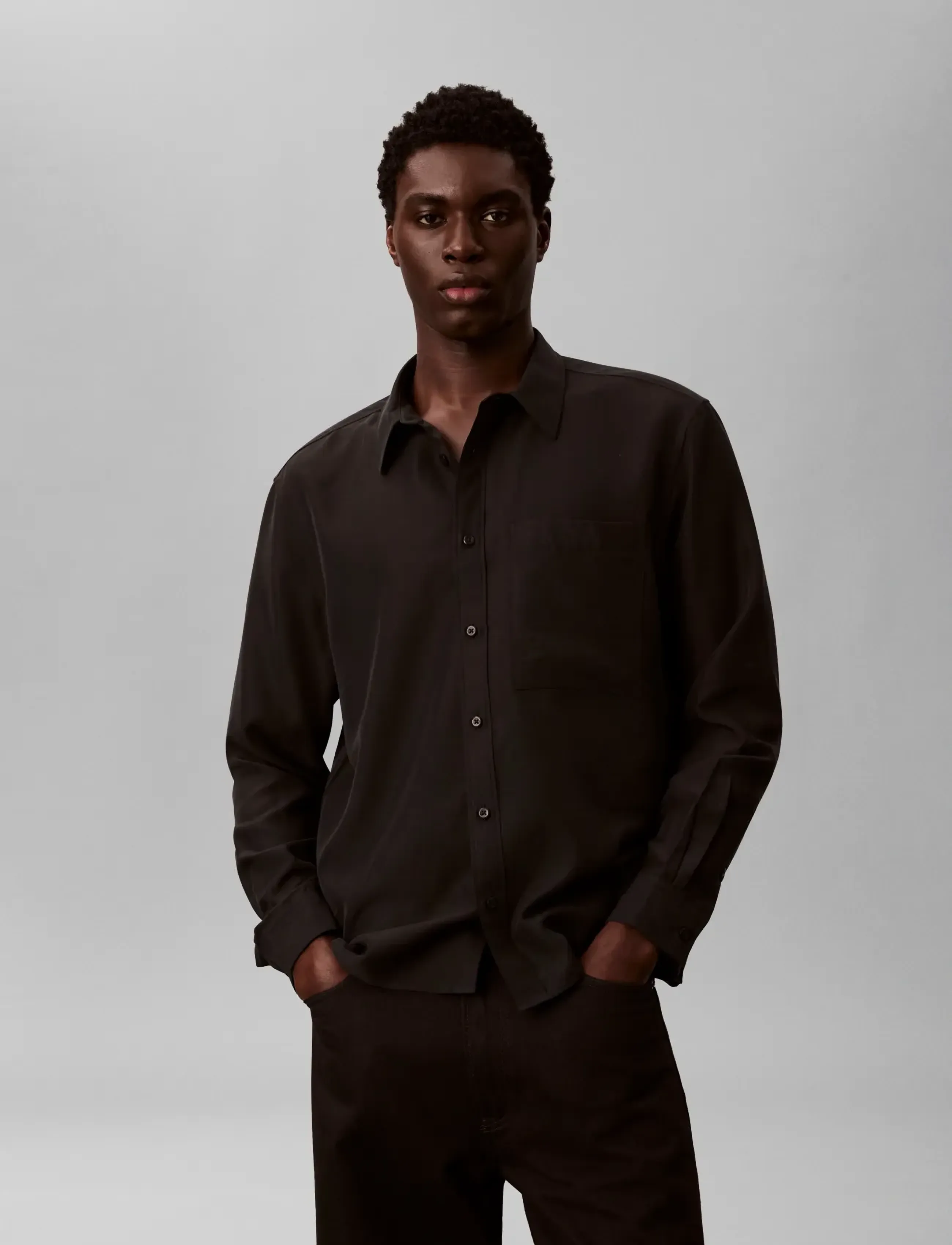 Calvin Klein - LS DRAPEY LYOCELL EASY SHIRT - casual hemden - black - 3