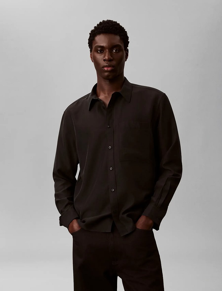 Calvin Klein - LS DRAPEY LYOCELL EASY SHIRT - casual hemden - black - 3