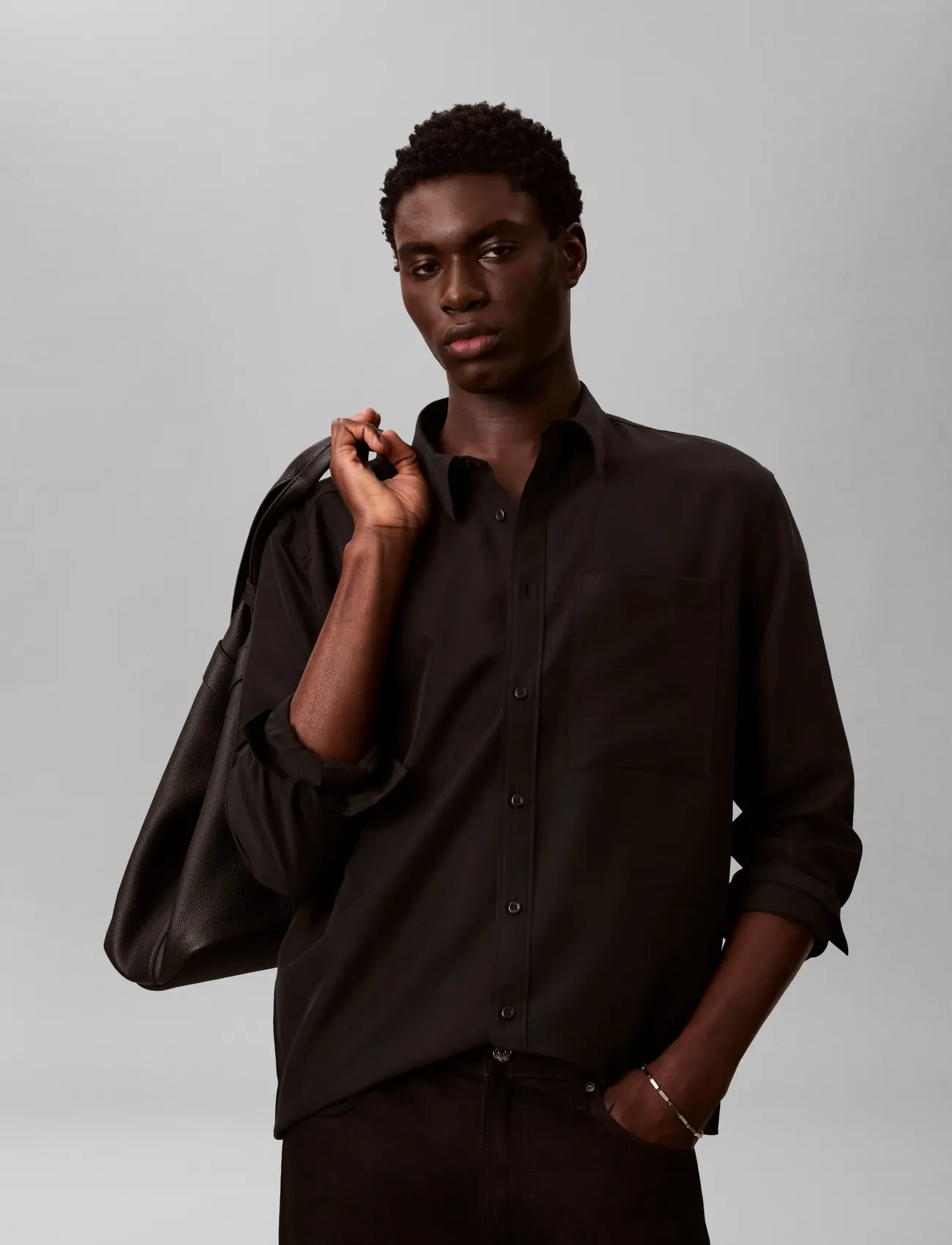 Calvin Klein - LS DRAPEY LYOCELL EASY SHIRT - casual hemden - black - 5