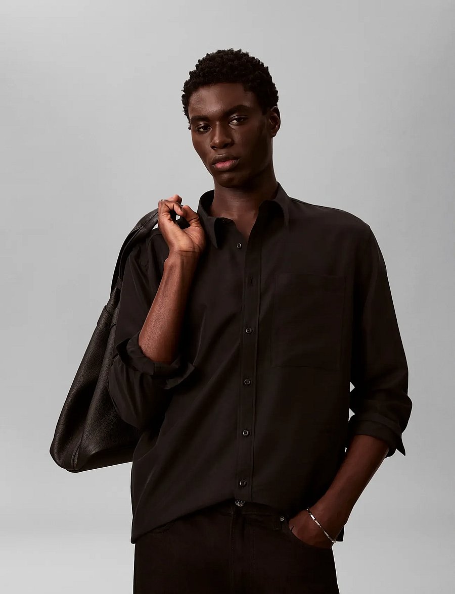 Calvin Klein - LS DRAPEY LYOCELL EASY SHIRT - casual hemden - black - 5