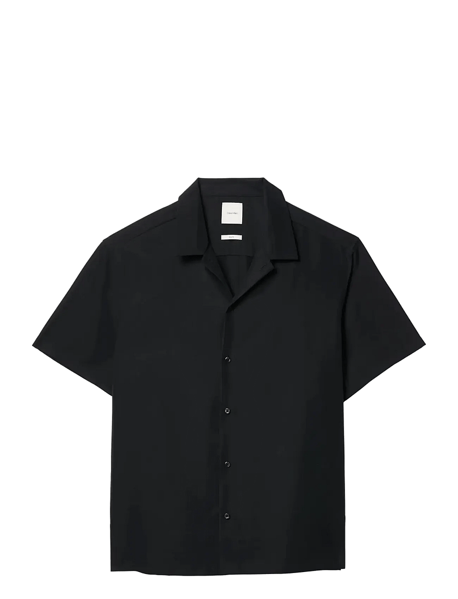 Calvin Klein - SS CAMP COLLAR DRAPEY LYOCELL EA - lühikeste varrukatega särgid - black - 1