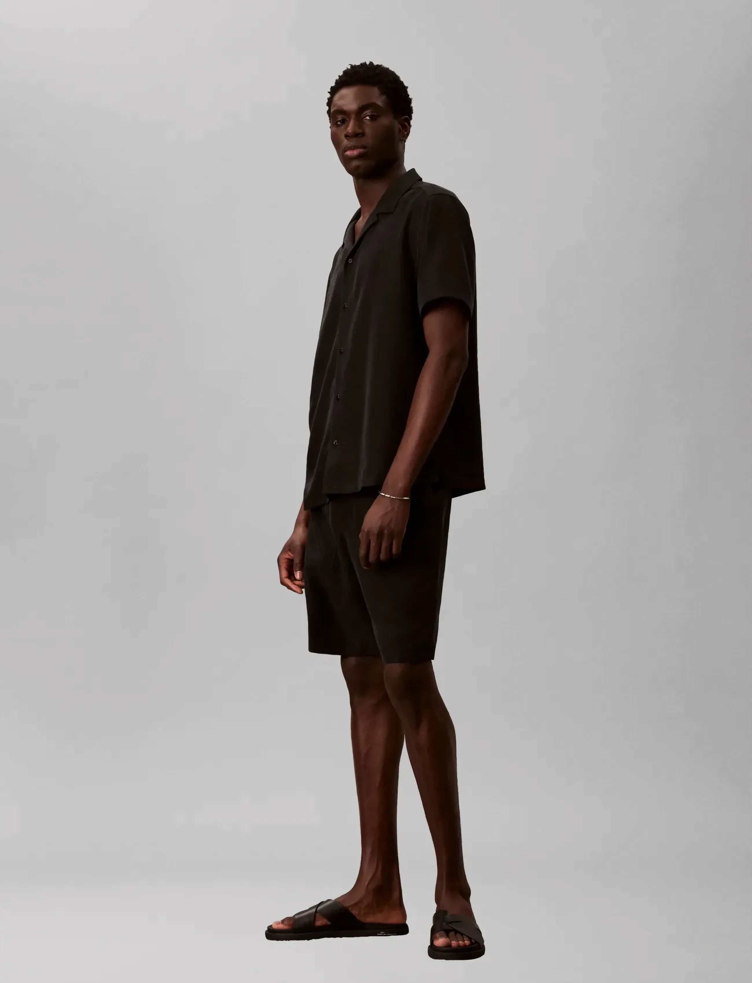 Calvin Klein - SS CAMP COLLAR DRAPEY LYOCELL EA - short-sleeved shirts - black - 5