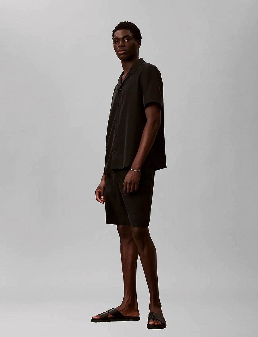 Calvin Klein - SS CAMP COLLAR DRAPEY LYOCELL EA - lühikeste varrukatega särgid - black - 5