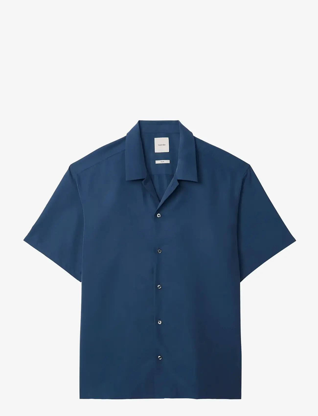 Calvin Klein - SS CAMP COLLAR DRAPEY LYOCELL EA - lühikeste varrukatega särgid - dark denim - 1