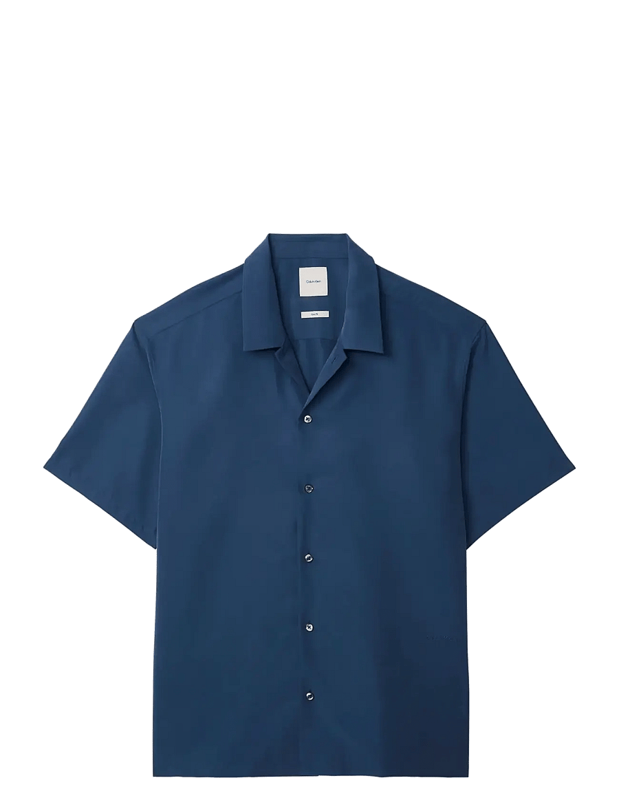 Calvin Klein - SS CAMP COLLAR DRAPEY LYOCELL EA - kurzarmhemden - dark denim - 1