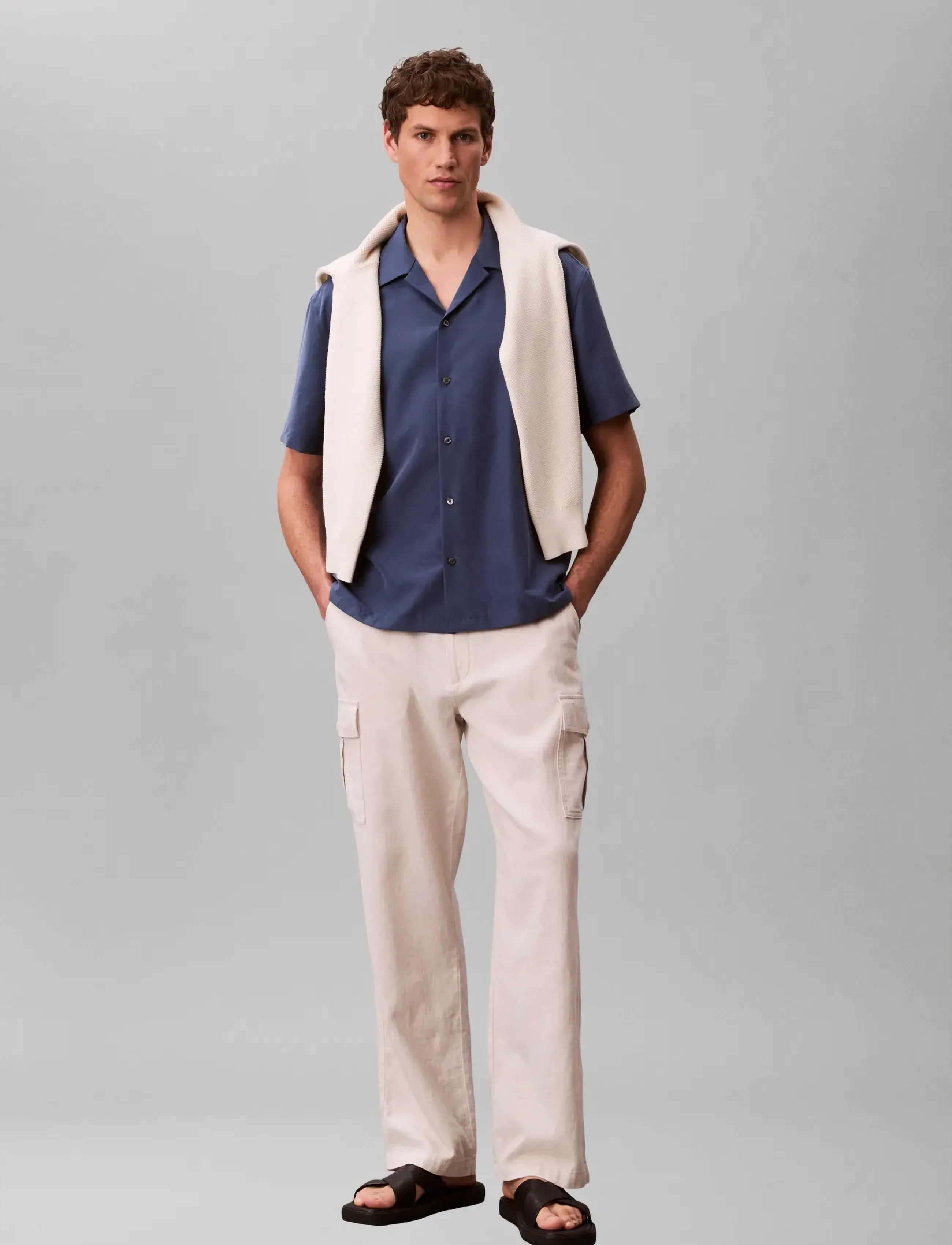 Calvin Klein SS CAMP COLLAR DRAPEY LYOCELL EA - Hemden - DARK DENIM / navy