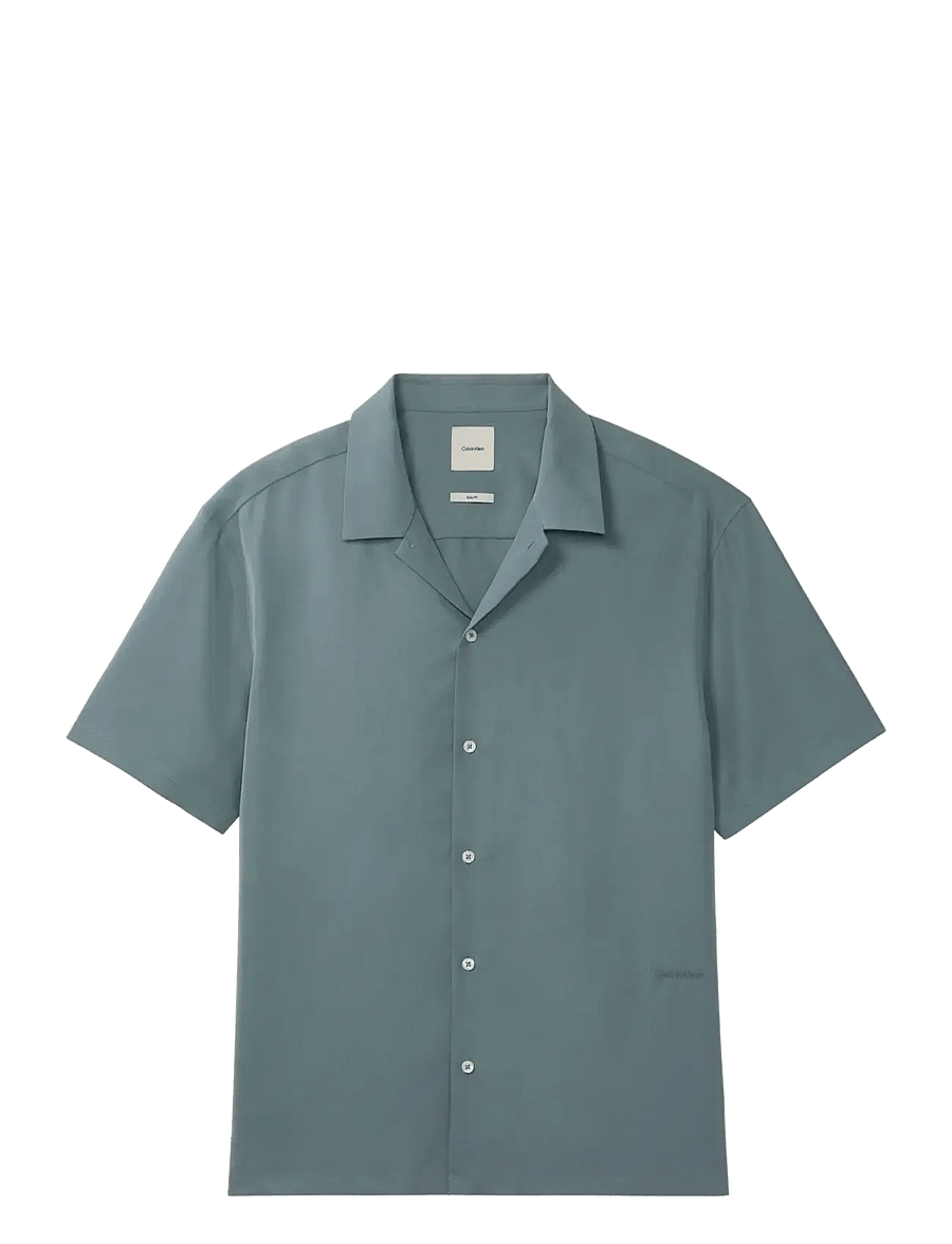 Calvin Klein - SS CAMP COLLAR DRAPEY LYOCELL EA - short-sleeved shirts - frosted spruce - 1