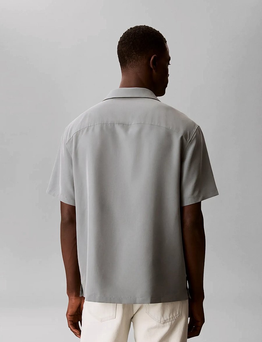 Calvin Klein - SS CAMP COLLAR DRAPEY LYOCELL EA - short-sleeved shirts - frosted spruce - 2