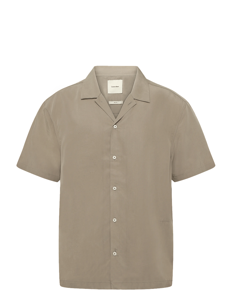 Calvin Klein - SS CAMP COLLAR DRAPEY LYOCELL EA - kurzarmhemden - roasted cashew - 1