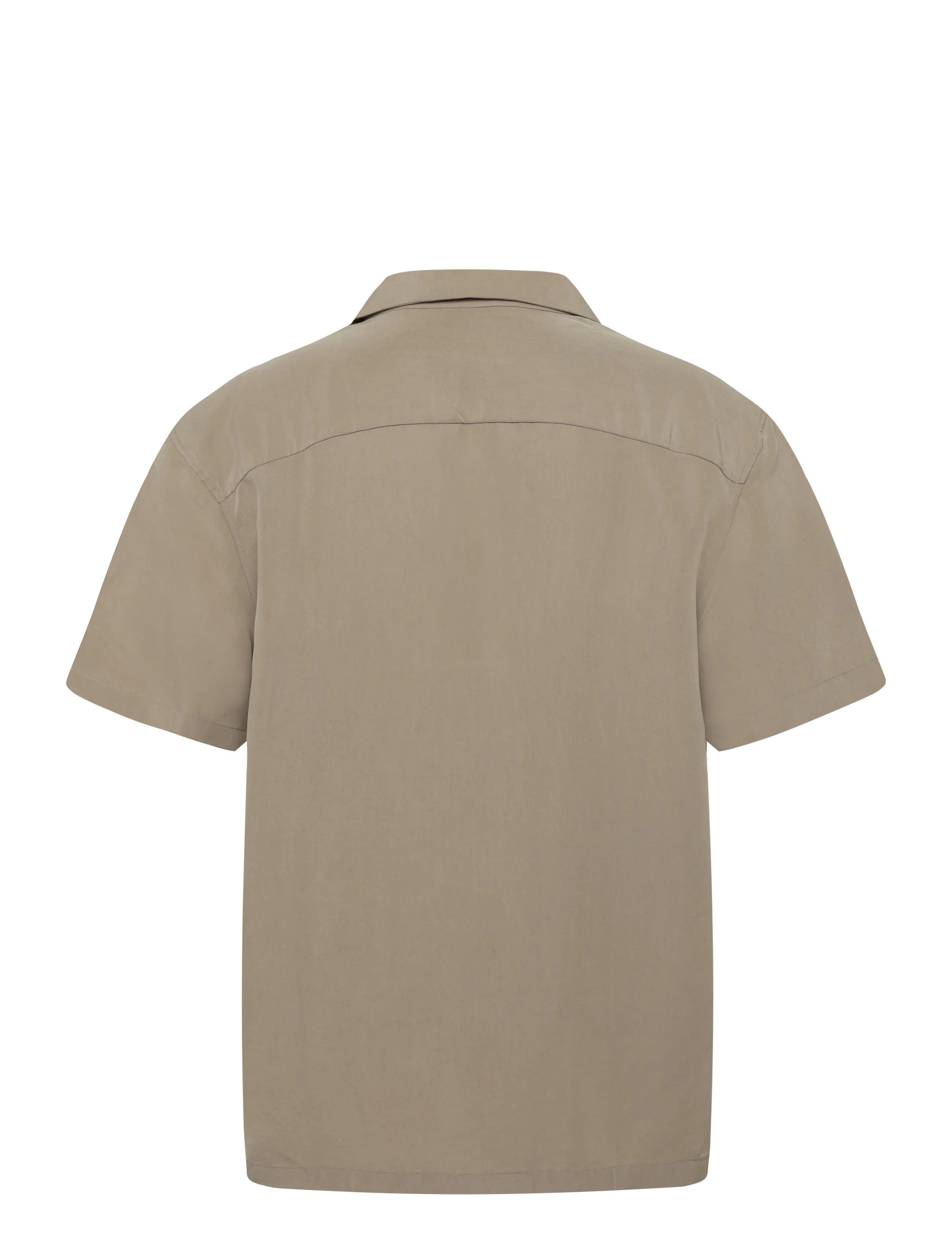 Calvin Klein - SS CAMP COLLAR DRAPEY LYOCELL EA - kortärmade skjortor - roasted cashew - 1
