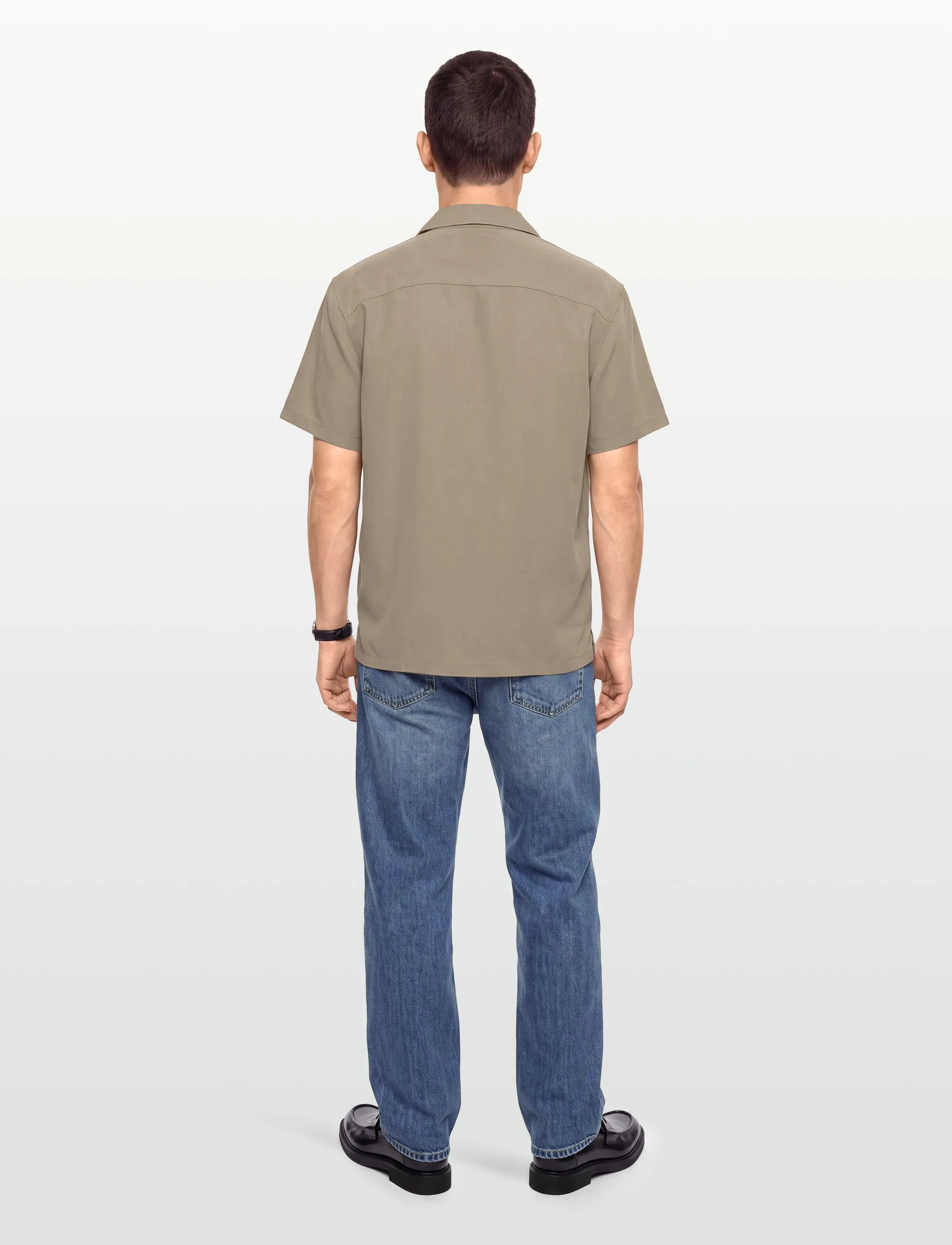 Calvin Klein - SS CAMP COLLAR DRAPEY LYOCELL EA - kortærmede skjorter - roasted cashew - 4