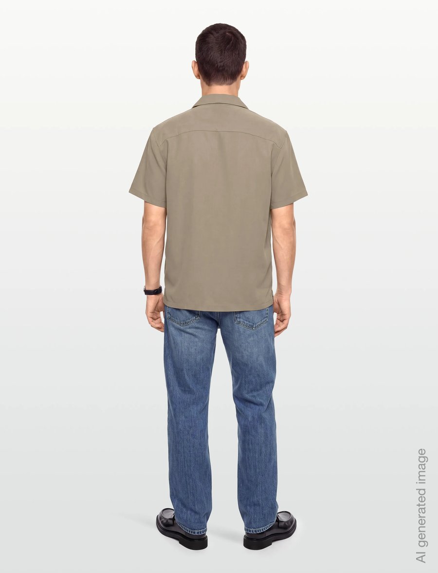 Calvin Klein - SS CAMP COLLAR DRAPEY LYOCELL EA - kurzarmhemden - roasted cashew - 4
