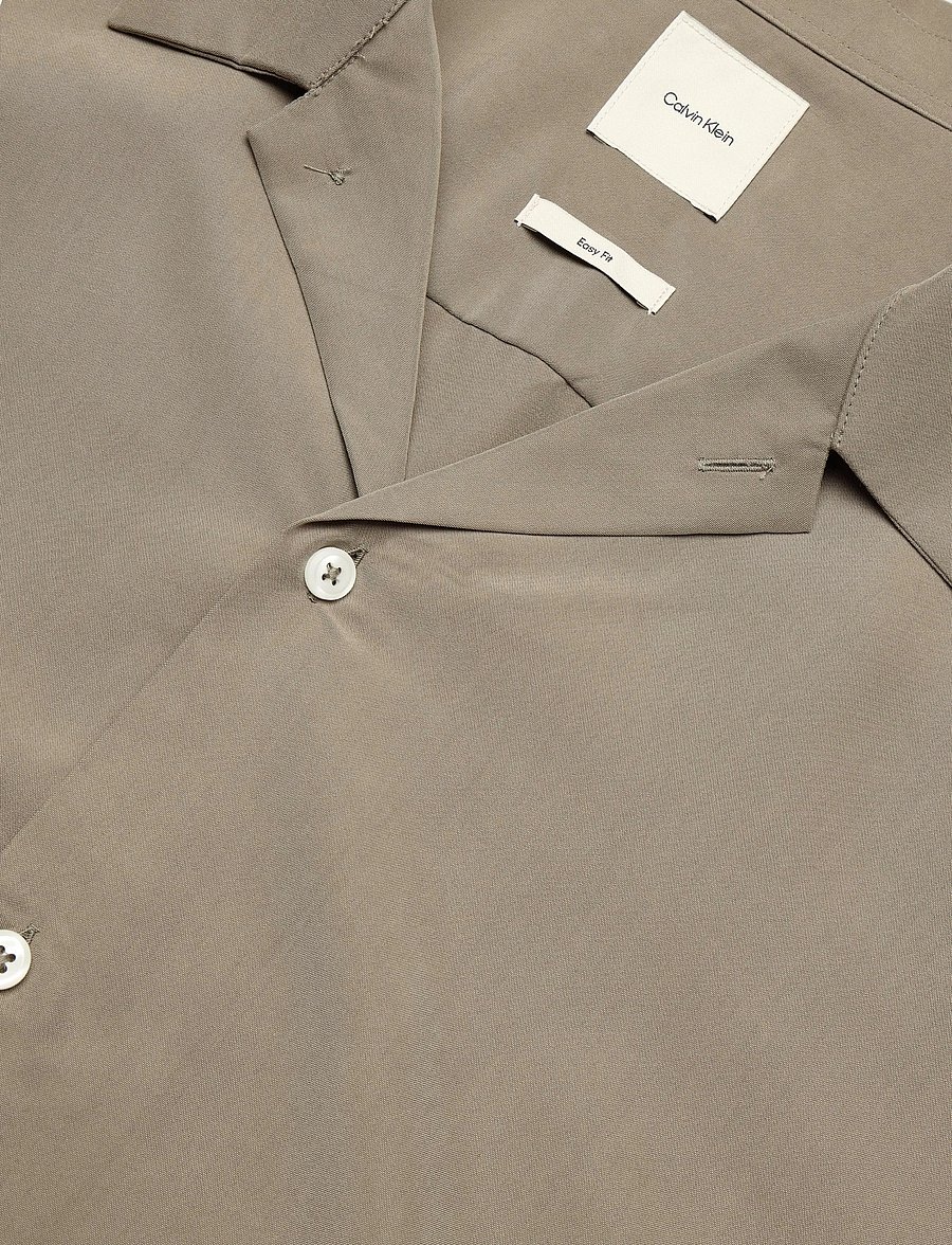 Calvin Klein - SS CAMP COLLAR DRAPEY LYOCELL EA - kurzarmhemden - roasted cashew - 5
