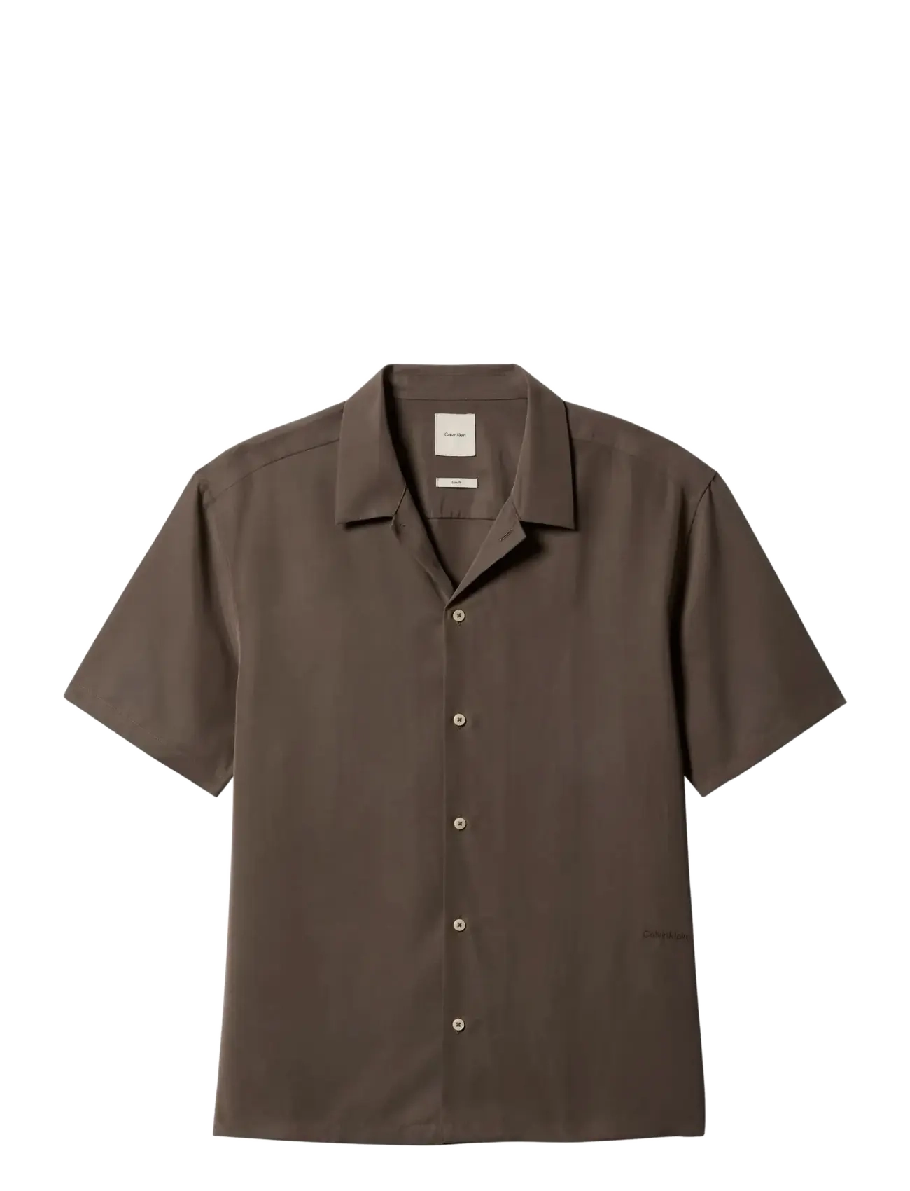 CALVIN KLEIN Ss Camp Collar Drapey Lyocell Ea Braun - L - Herren